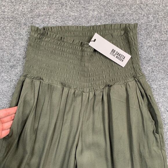 BB Dakota Pants Womens Extra Small Avocado Steve Madden Wide Leg Resort Trouser - Picture 4 of 13